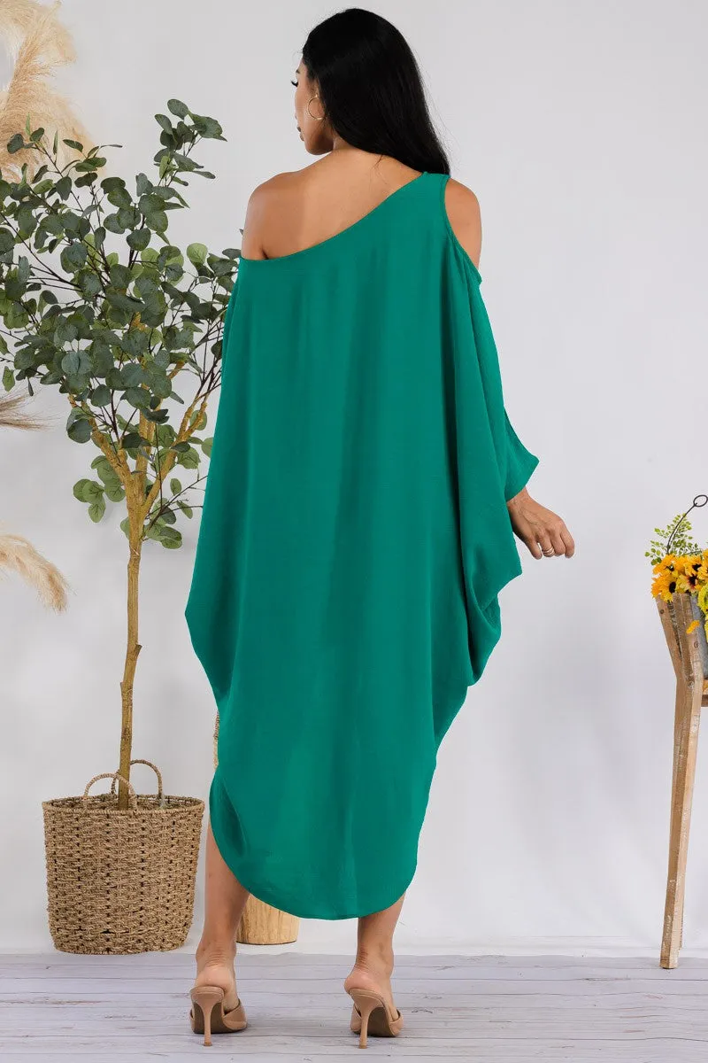 HH735X-SOLID - Cold Shoulder Cover Up Dress