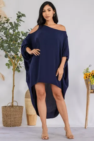 HH735X-SOLID - Cold Shoulder Cover Up Dress