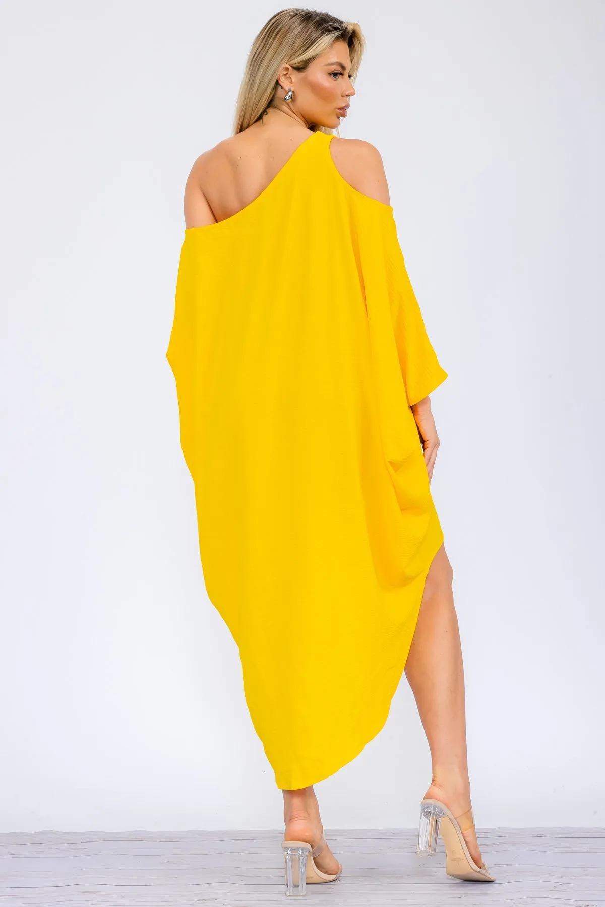 HH735X-SOLID - Cold Shoulder Cover Up Dress