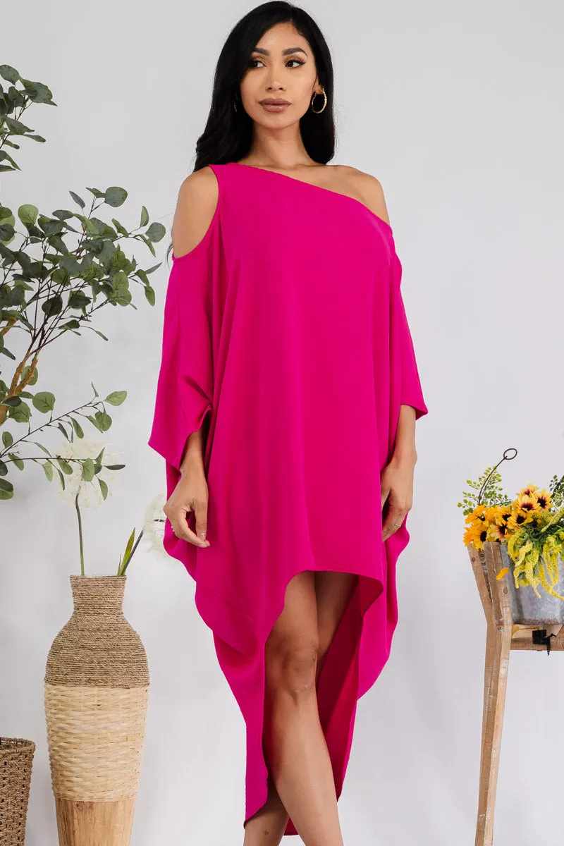 HH735X-SOLID - Cold Shoulder Cover Up Dress