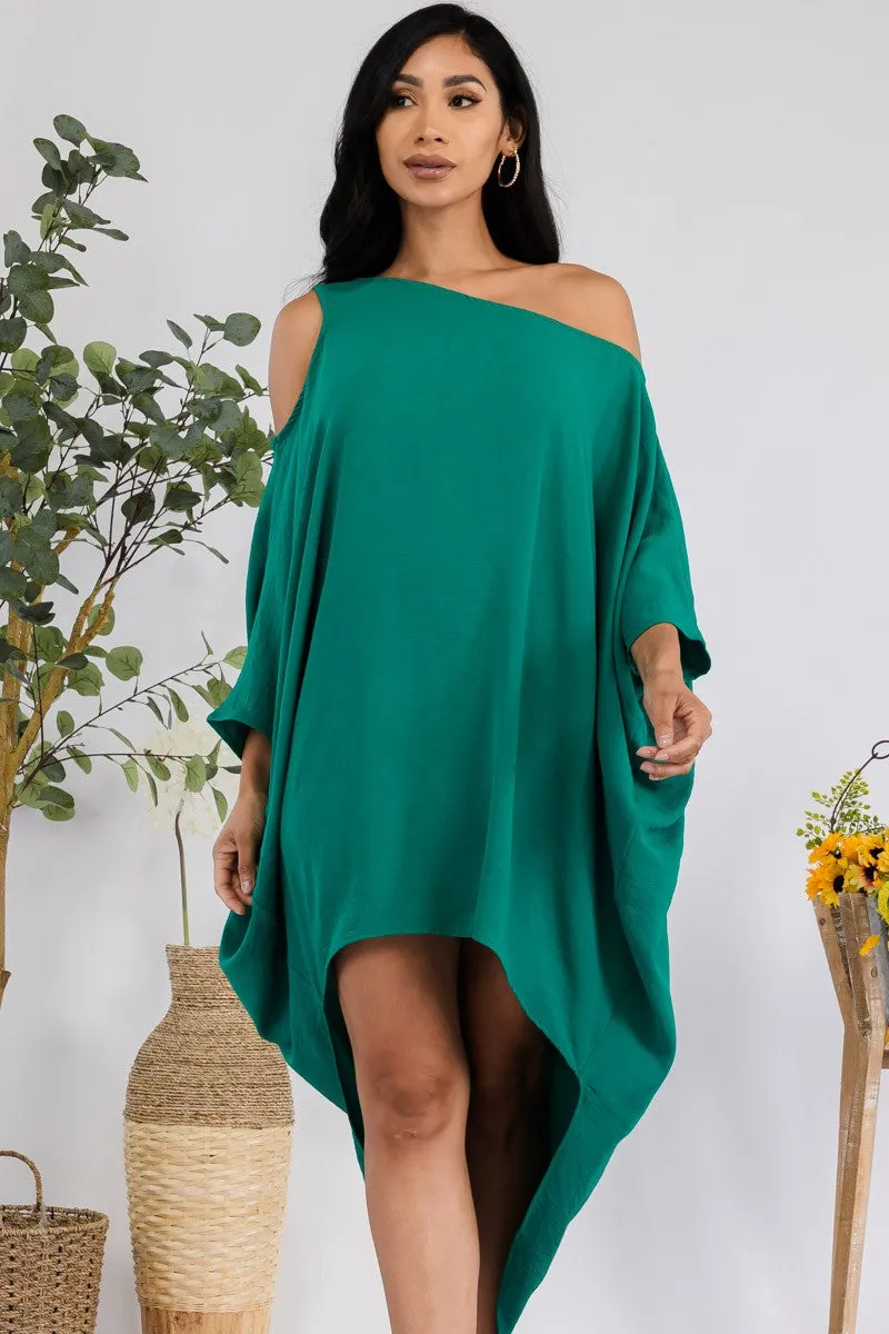 HH735X-SOLID - Cold Shoulder Cover Up Dress