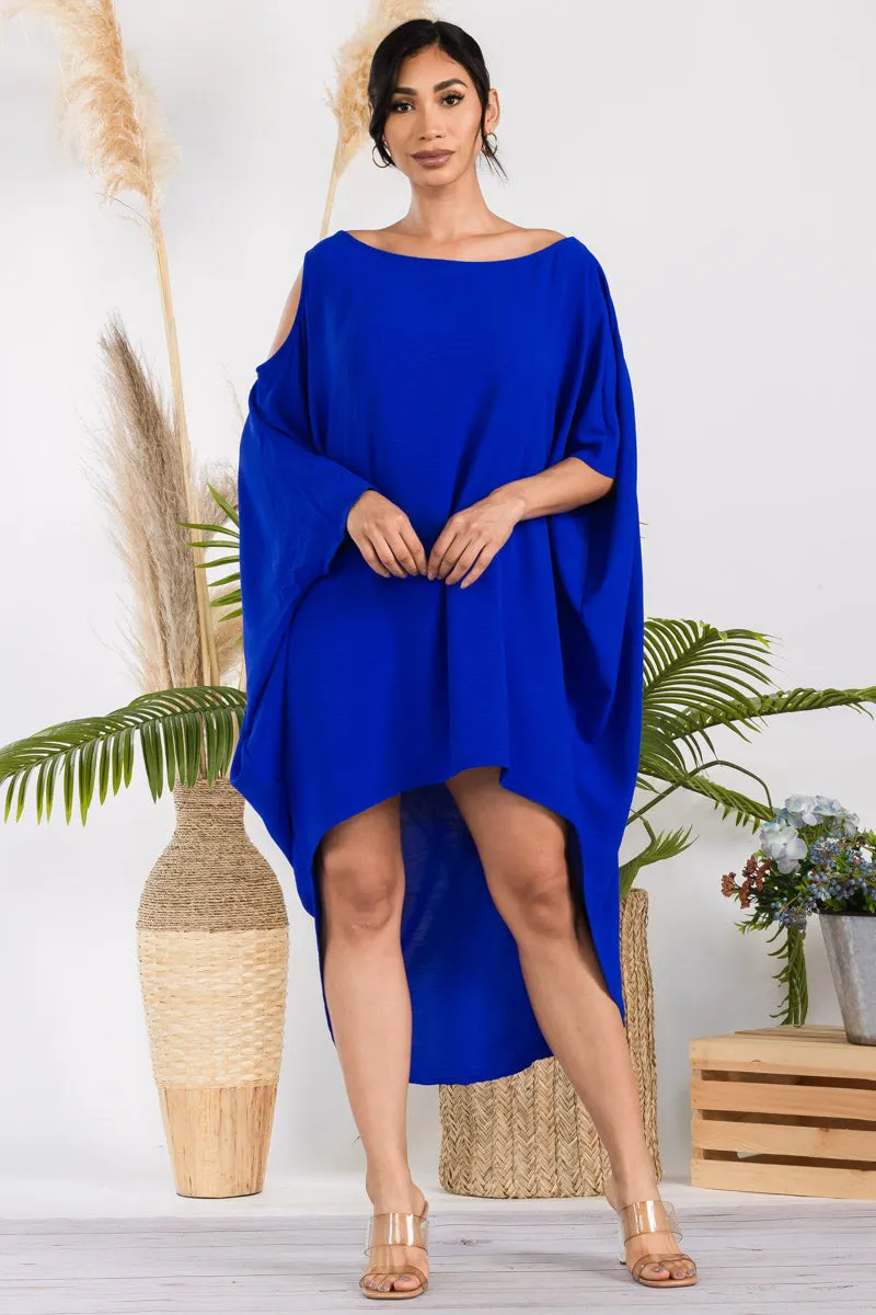 HH735X-SOLID - Cold Shoulder Cover Up Dress