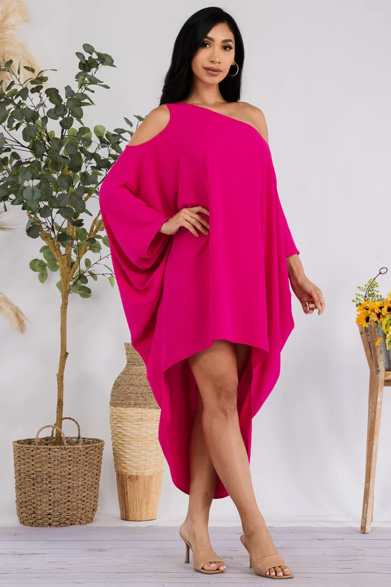 HH735X-SOLID - Cold Shoulder Cover Up Dress