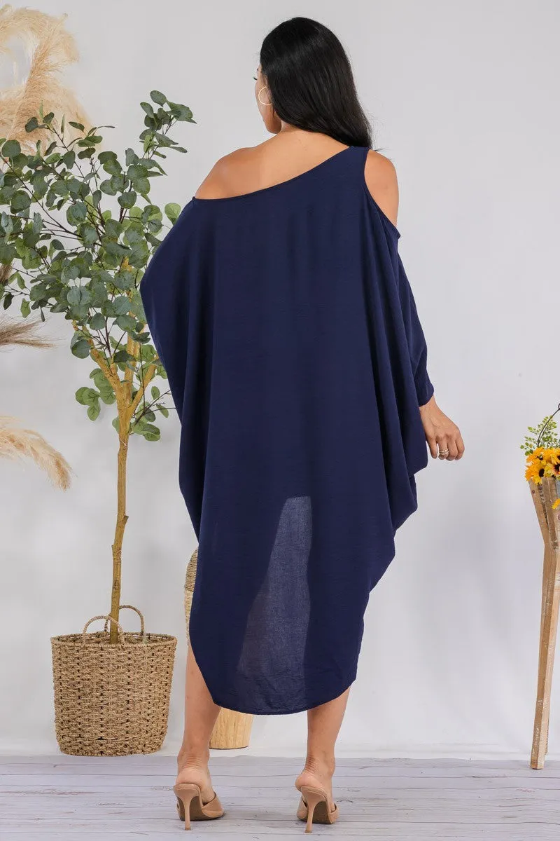 HH735X-SOLID - Cold Shoulder Cover Up Dress