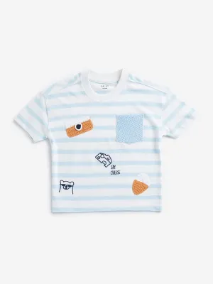 HOP Kids Blue Striped T-Shirt