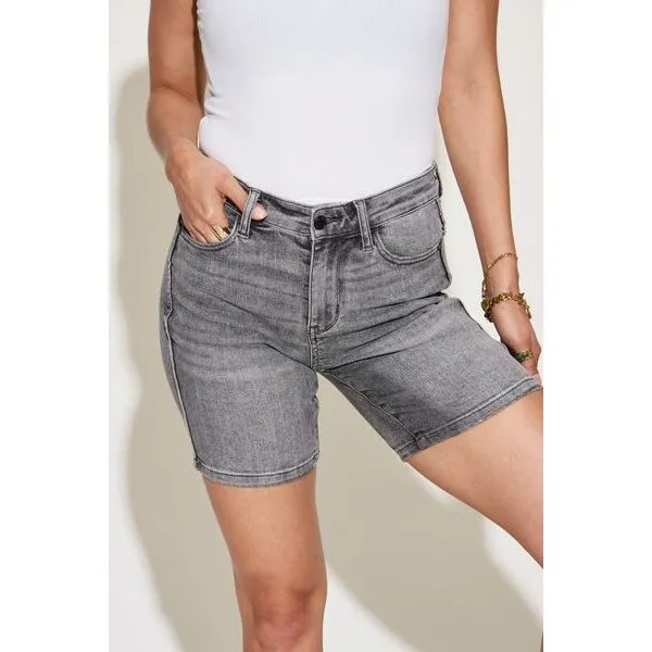 Judy Blue Full Size High Waist Washed Denim Shorts