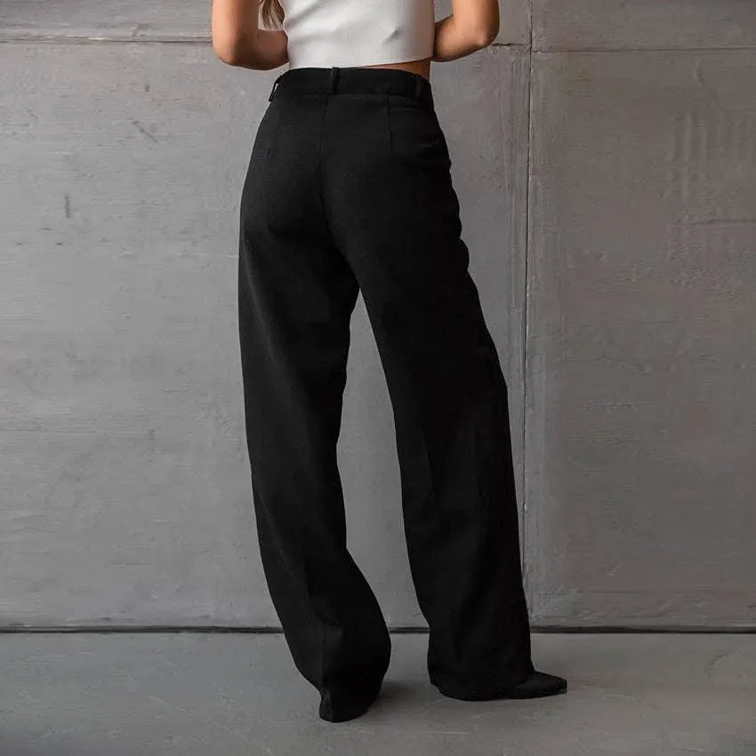 Ladies Stright Leg High Waist Loose Casual Pants C-K2311