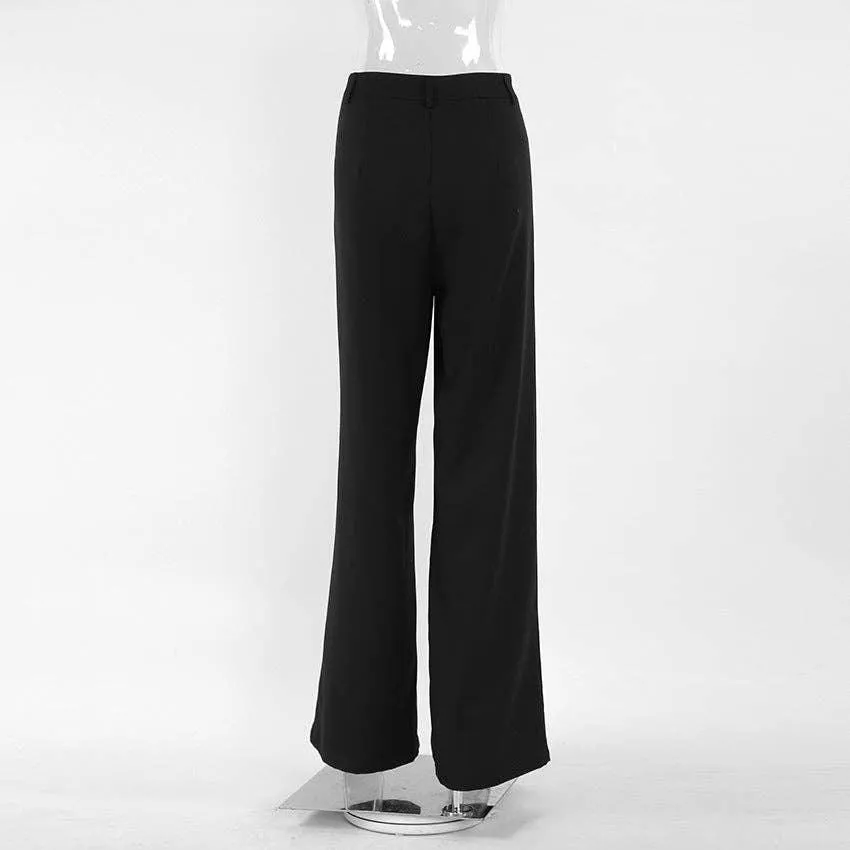 Ladies Stright Leg High Waist Loose Casual Pants C-K2311