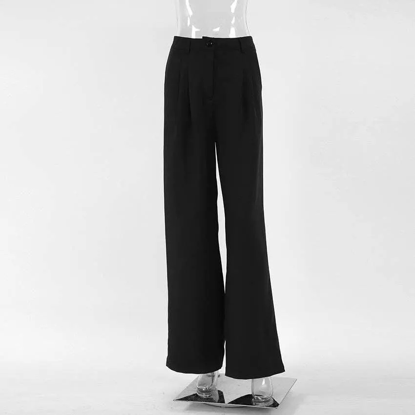 Ladies Stright Leg High Waist Loose Casual Pants C-K2311