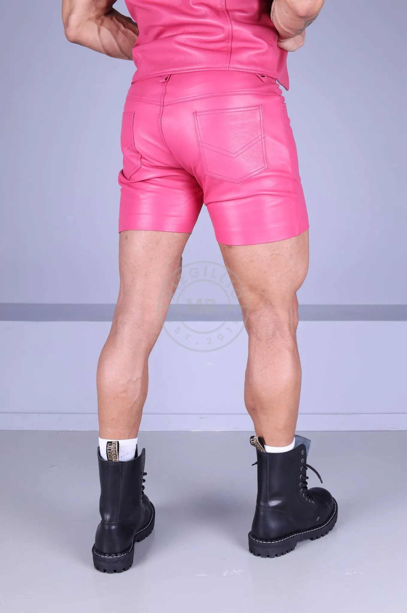 Leather 5 Pocket Short - Pink