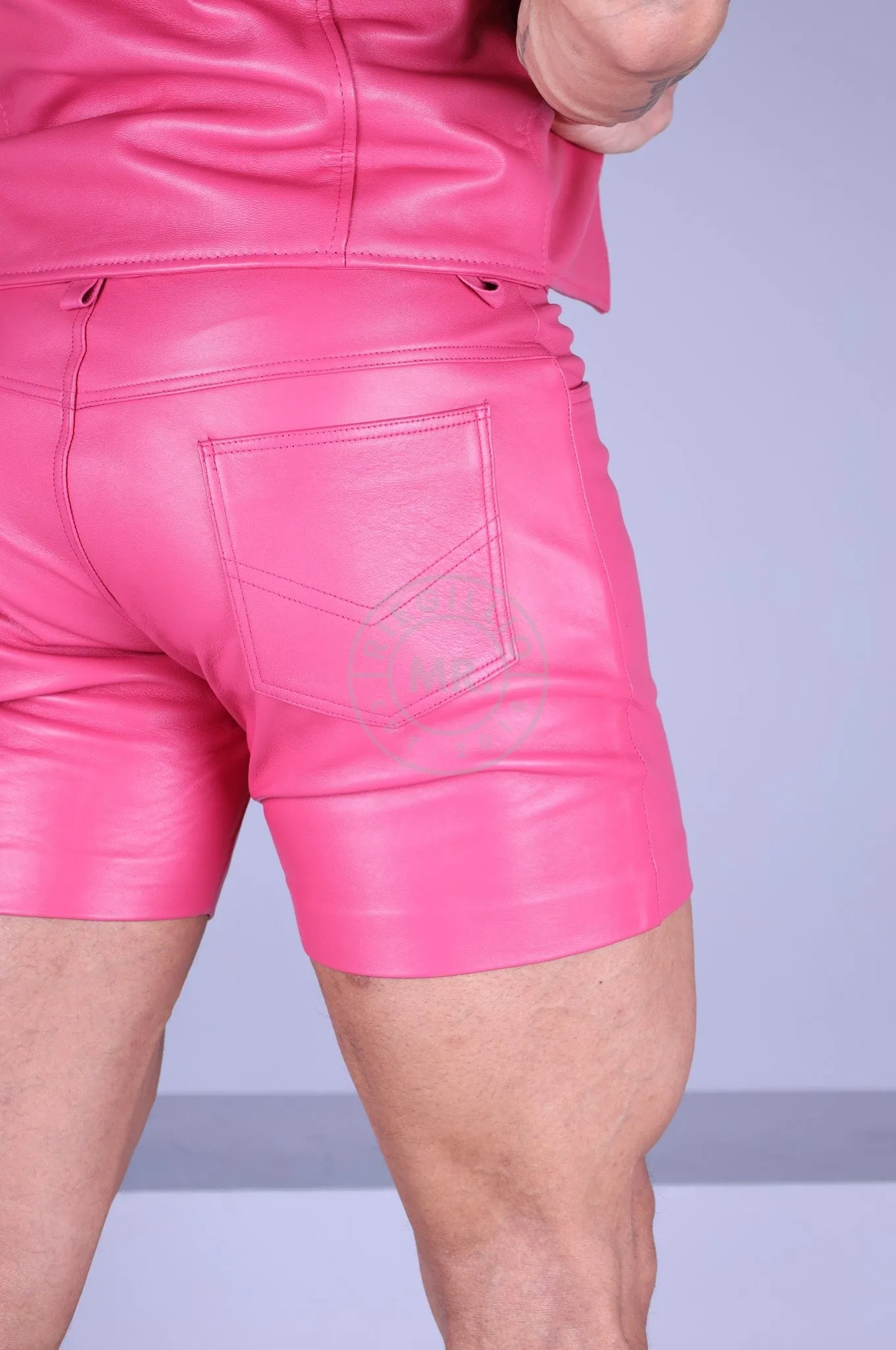 Leather 5 Pocket Short - Pink