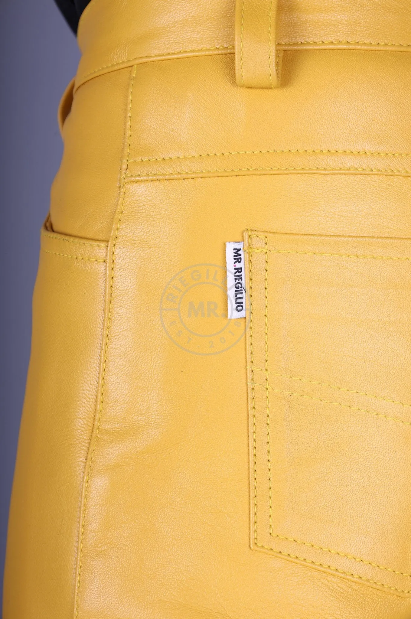 Leather 5 Pocket Short - Yellow