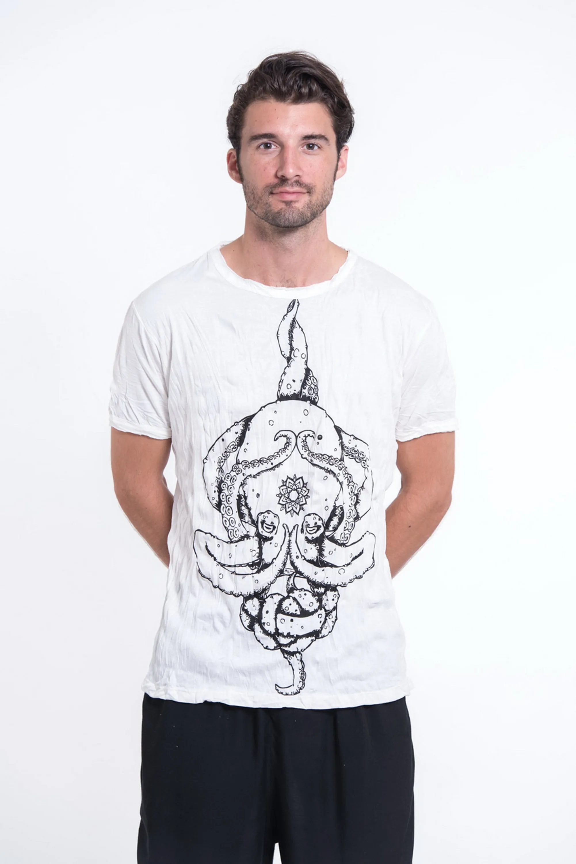 Mens Octopus Mandala T-Shirt in White