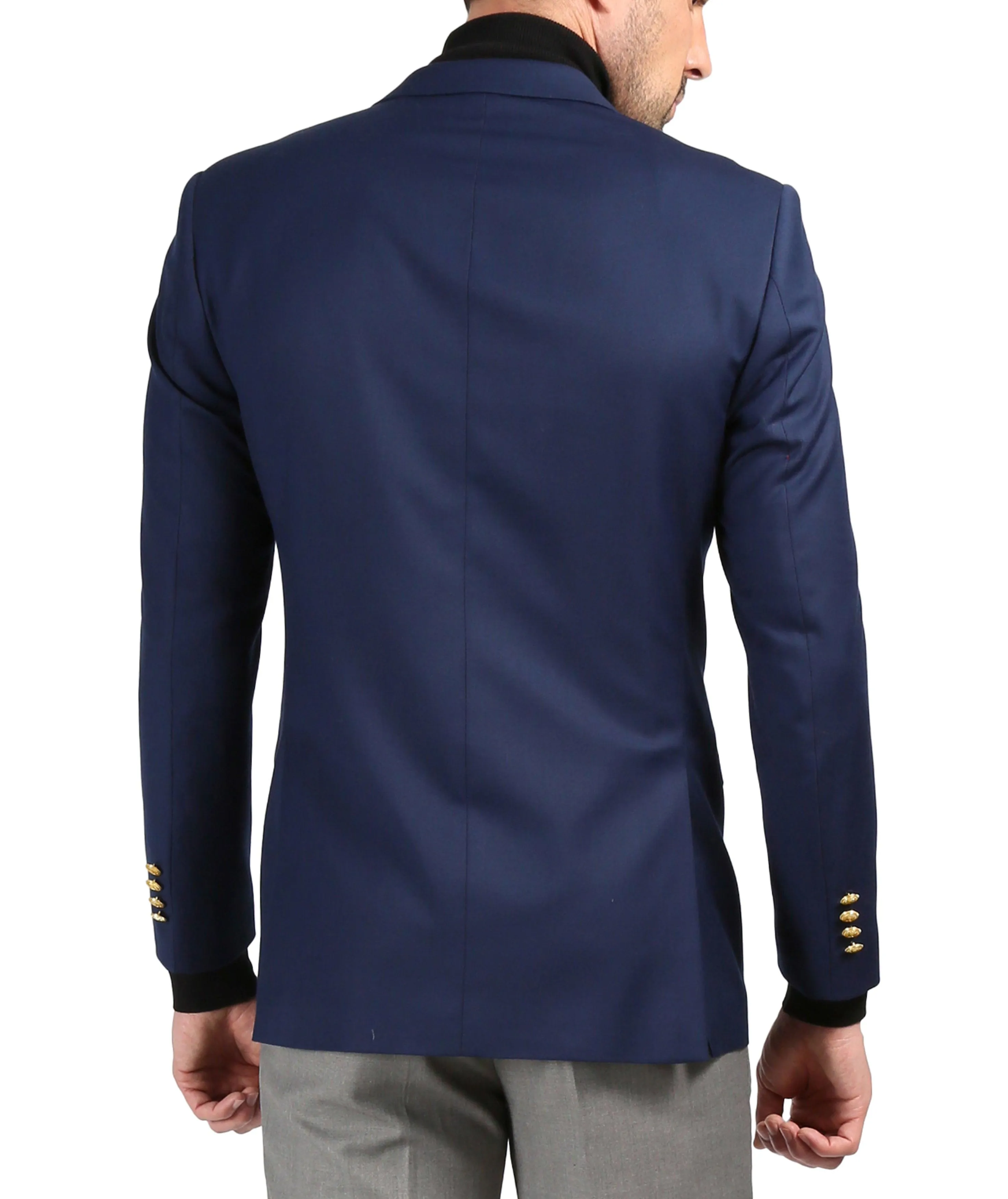 Men's Warwick Gold Button Slim Fit Navy Blazer