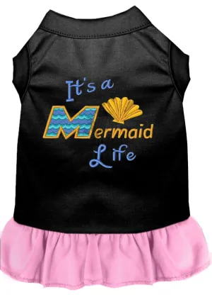 Mermaid Life Embroidered Dog Dress Black With Light Pink Med (12)