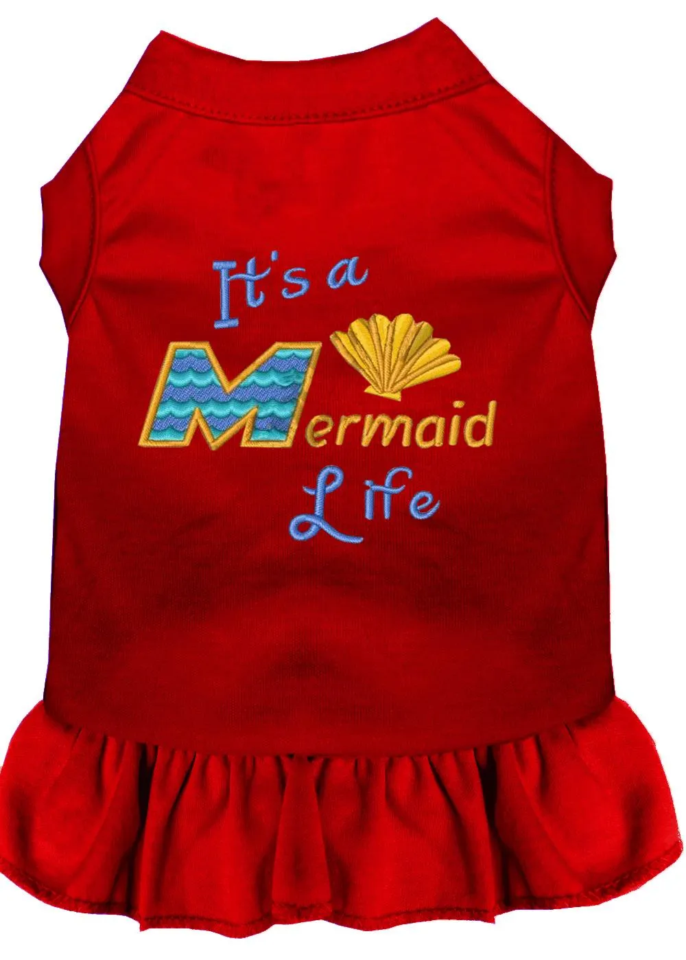 Mermaid Life Embroidered Dog Dress Red Xxxl (20)