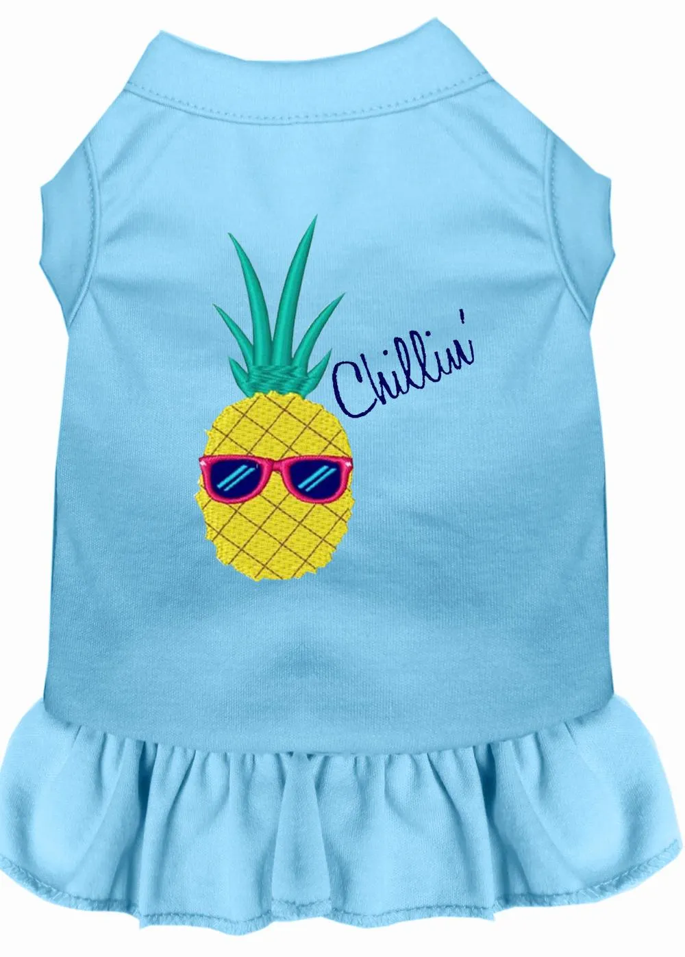 Pineapple Chillin Embroidered Dog Dress Baby Blue Xl (16)