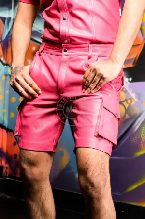 Pink Leather Cargo Short