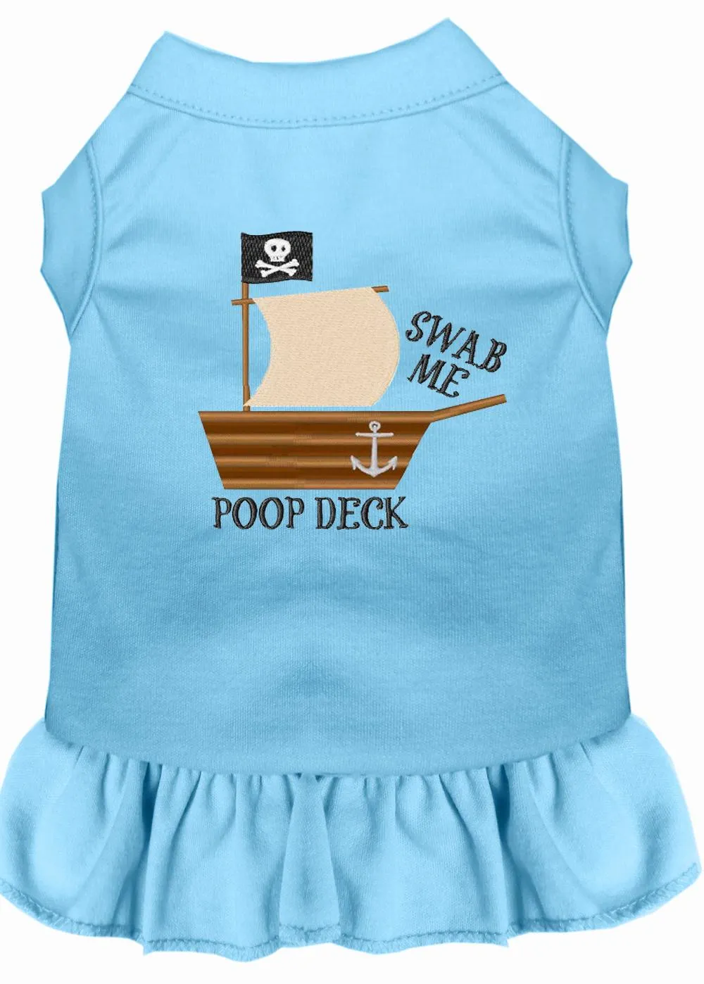 Poop Deck Embroidered Dog Dress Baby Blue Sm (10)