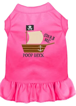 Poop Deck Embroidered Dog Dress Bright Pink 4x (22)