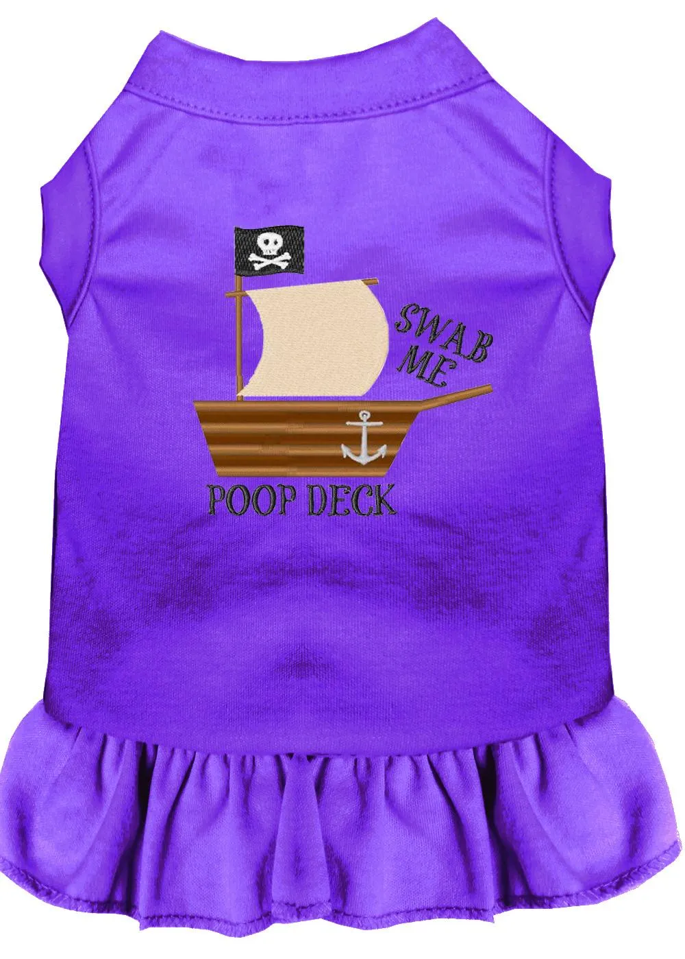 Poop Deck Embroidered Dog Dress Purple Lg (14)