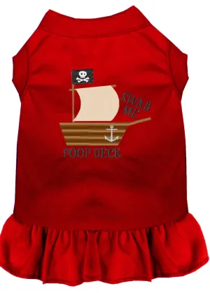 Poop Deck Embroidered Dog Dress Red 4x (22)