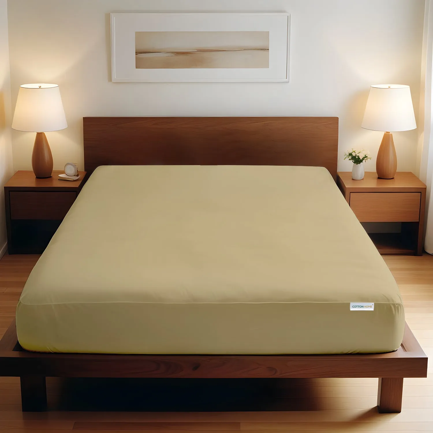 Premium Quality Super Soft Mustard Fitted sheet 120x200 25 cm with Deep Pockets