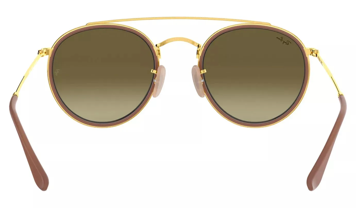 RAY-BAN Round Double Bridge Sunglasses - Polished Gold - Bronze Mirror Lens