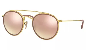 RAY-BAN Round Double Bridge Sunglasses - Polished Gold - Bronze Mirror Lens