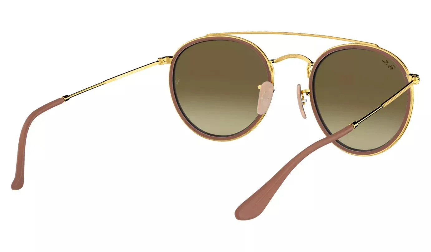 RAY-BAN Round Double Bridge Sunglasses - Polished Gold - Bronze Mirror Lens