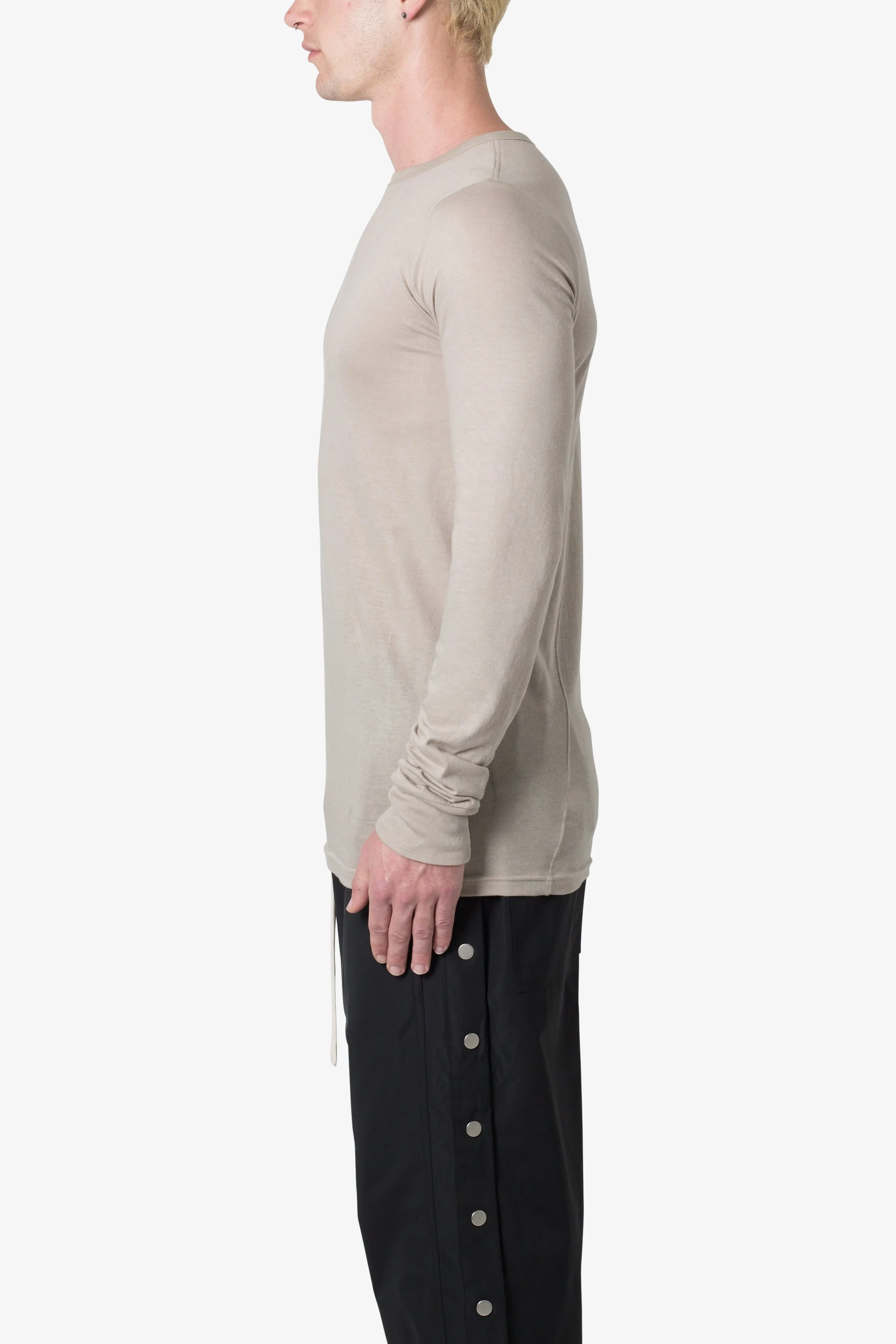 Sheer Knit Jersey L/S Tee - Bone