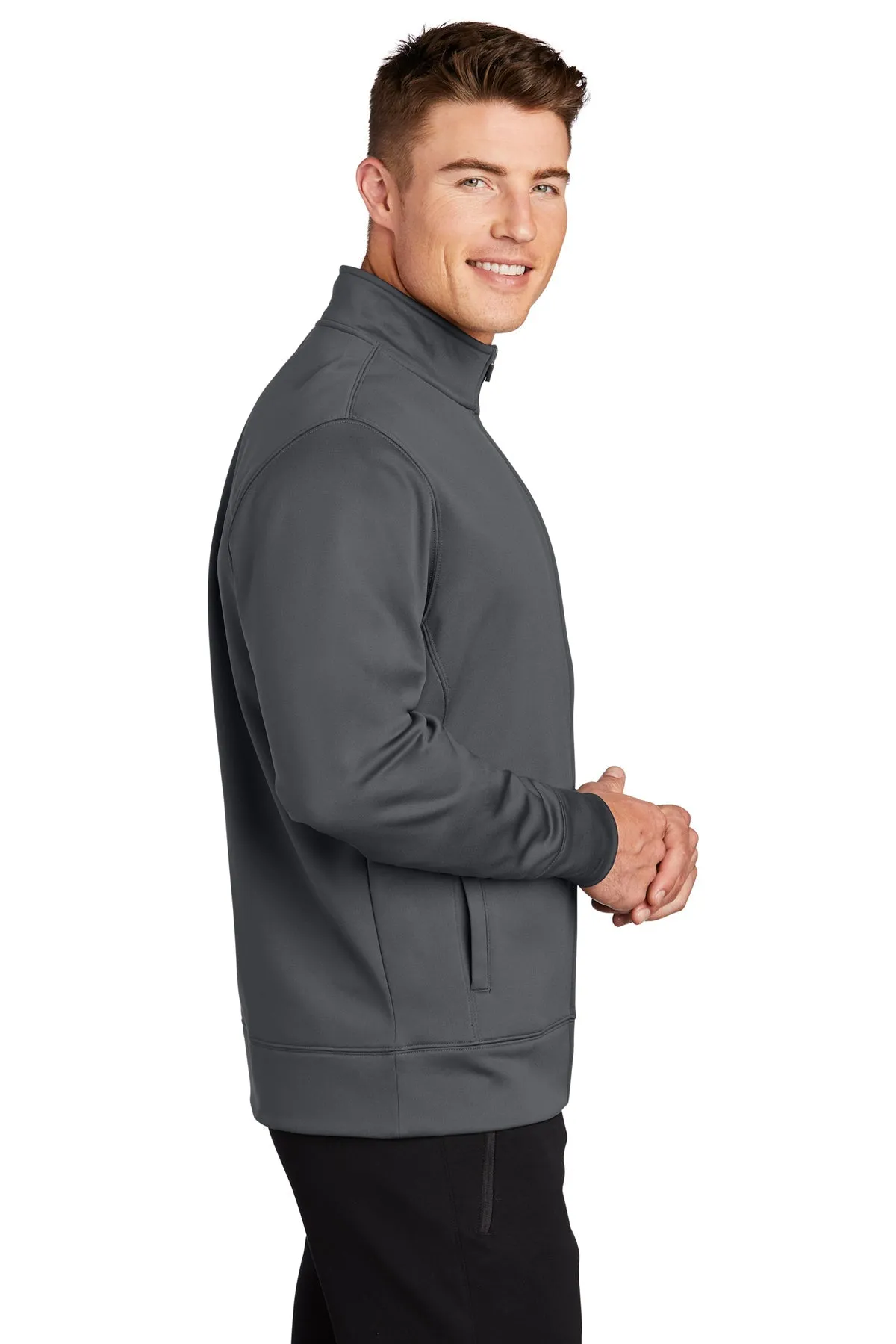 Sport-Tek Sport-Wick Fleece Customized Full-Zip Jackets, Dark Smoke Grey