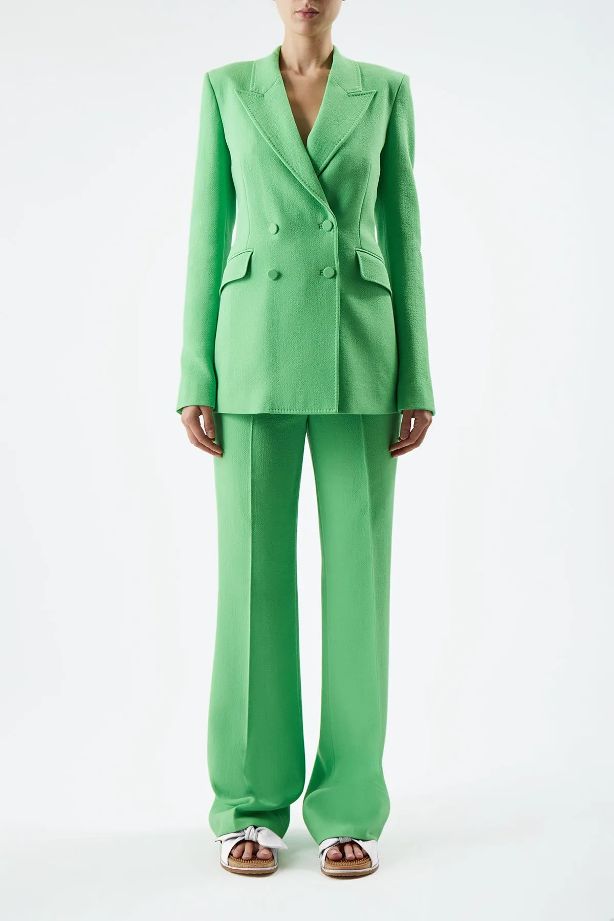 Stephanie Blazer in Fluorescent Green Virgin Wool Crepe