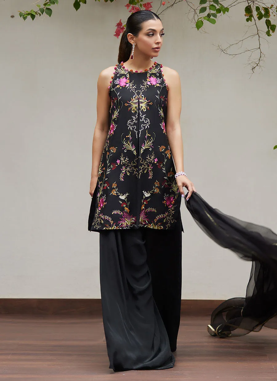 Tara Luxe Edit '24 - Siya Black Embroidered Shirt And Dupatta