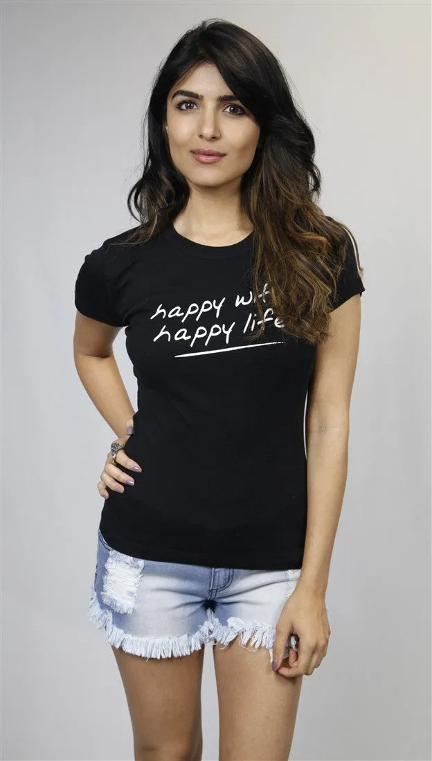 Teresa Giudice Happy Wife Happy Life Tee in Black