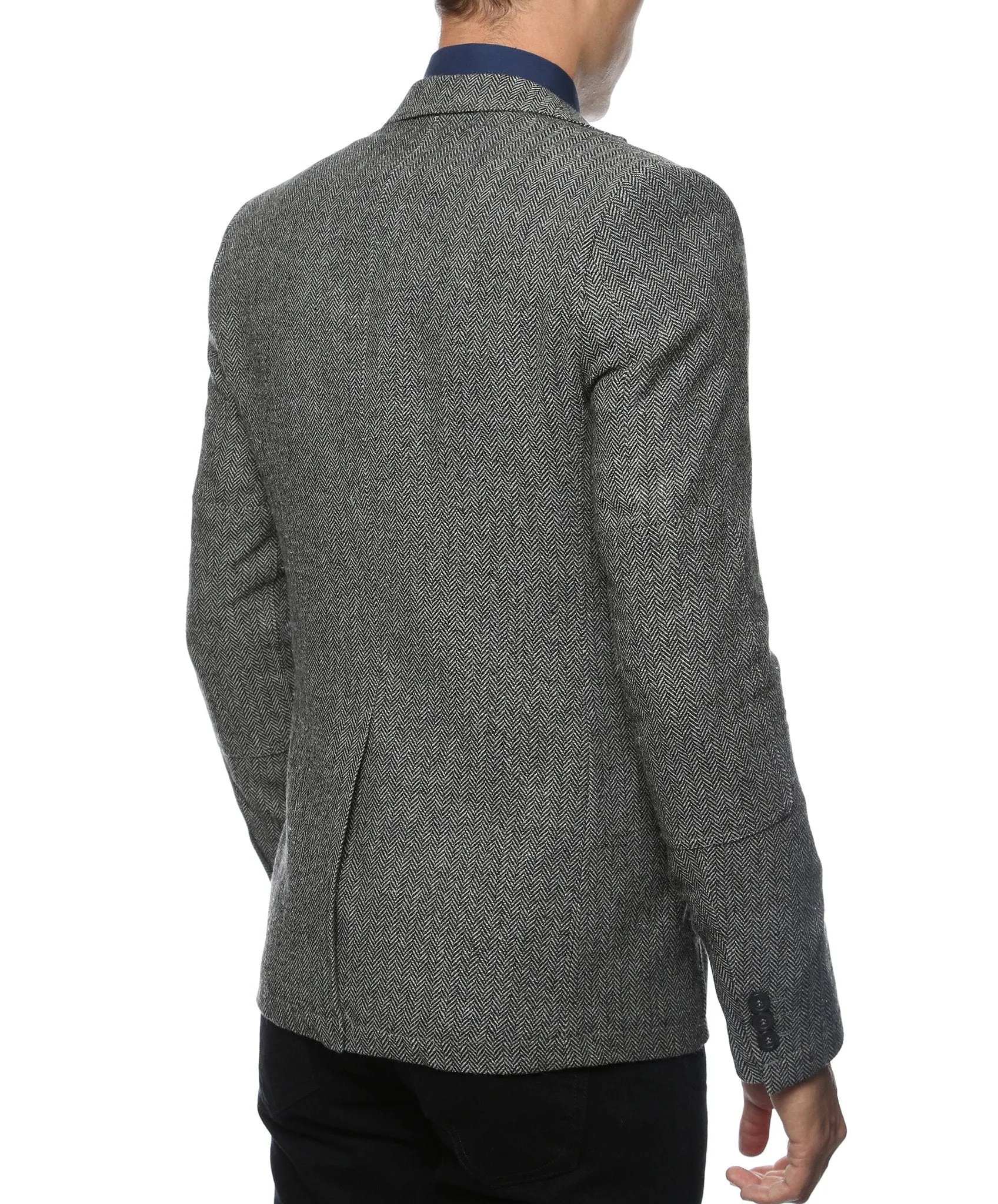 The Hardy Grey Herringbone Super Slim Fit Mens Blazer