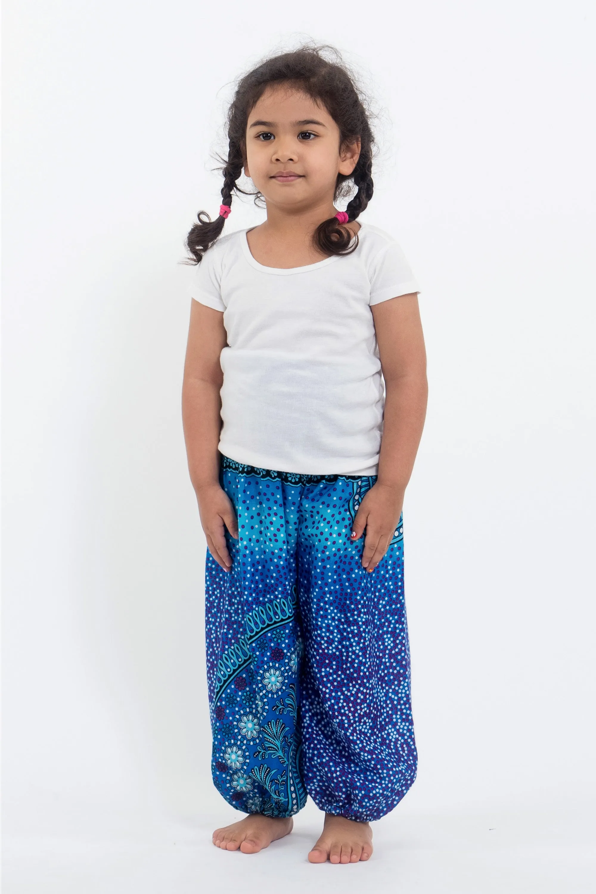 Tribal Chakras Kids Harem Pants in Blue