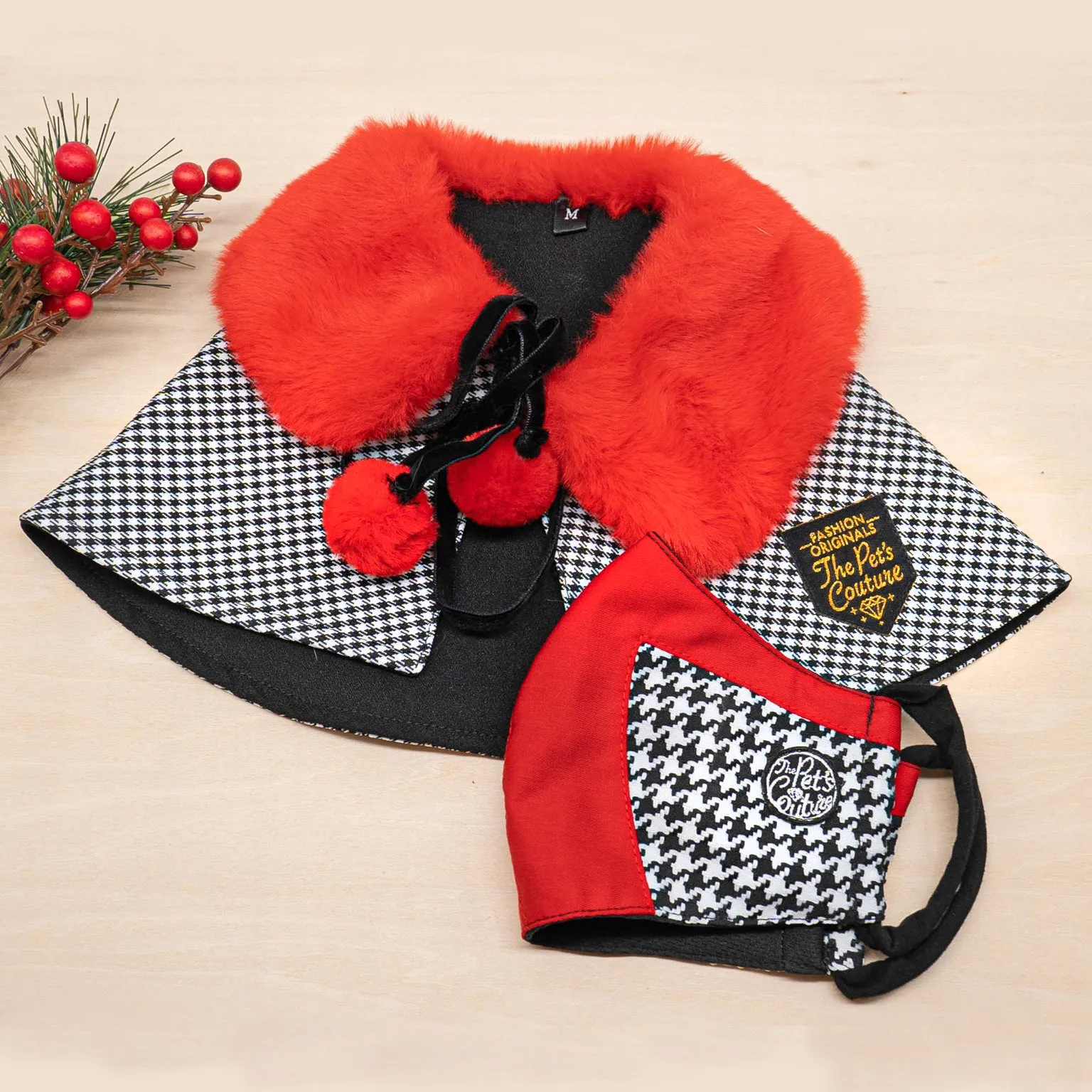 Twin In Style - Matching Red Mask in Houndstooth