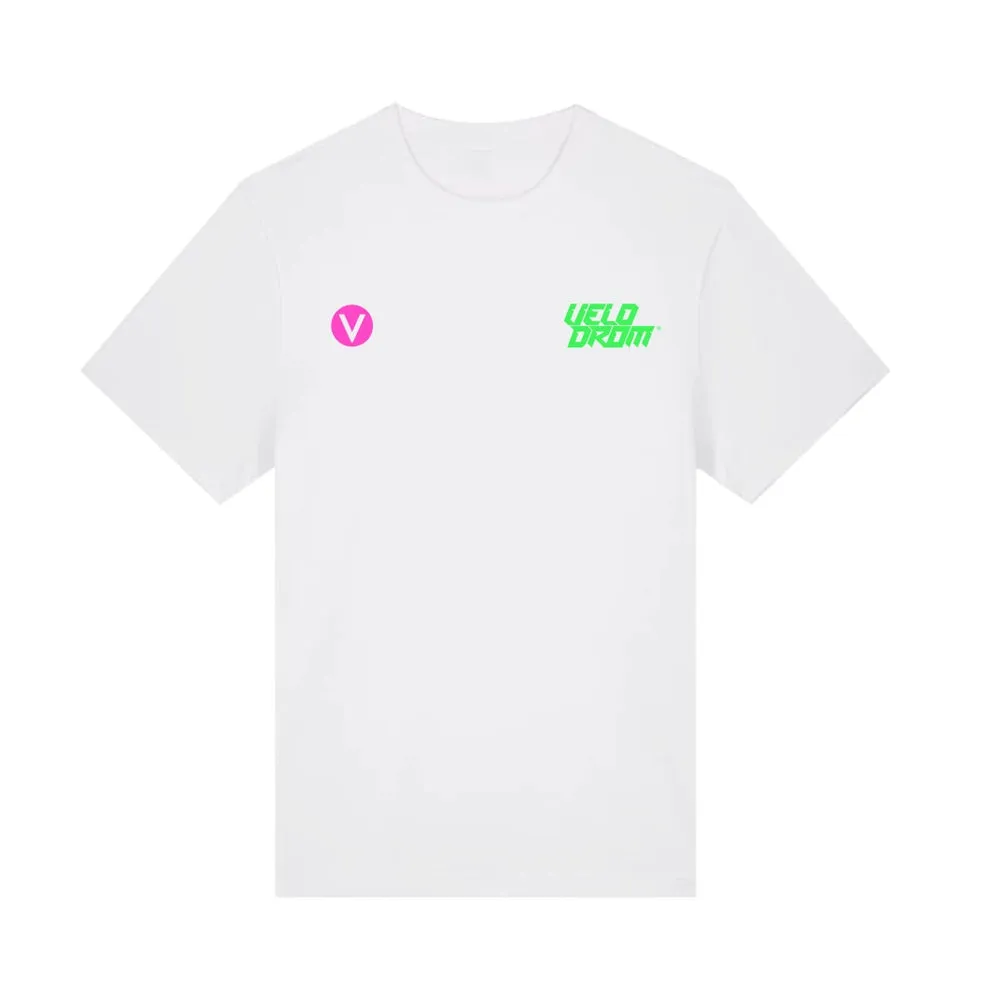 VELODROM RaceDay Tshirt SS24 - White/Fluor Pink Logo