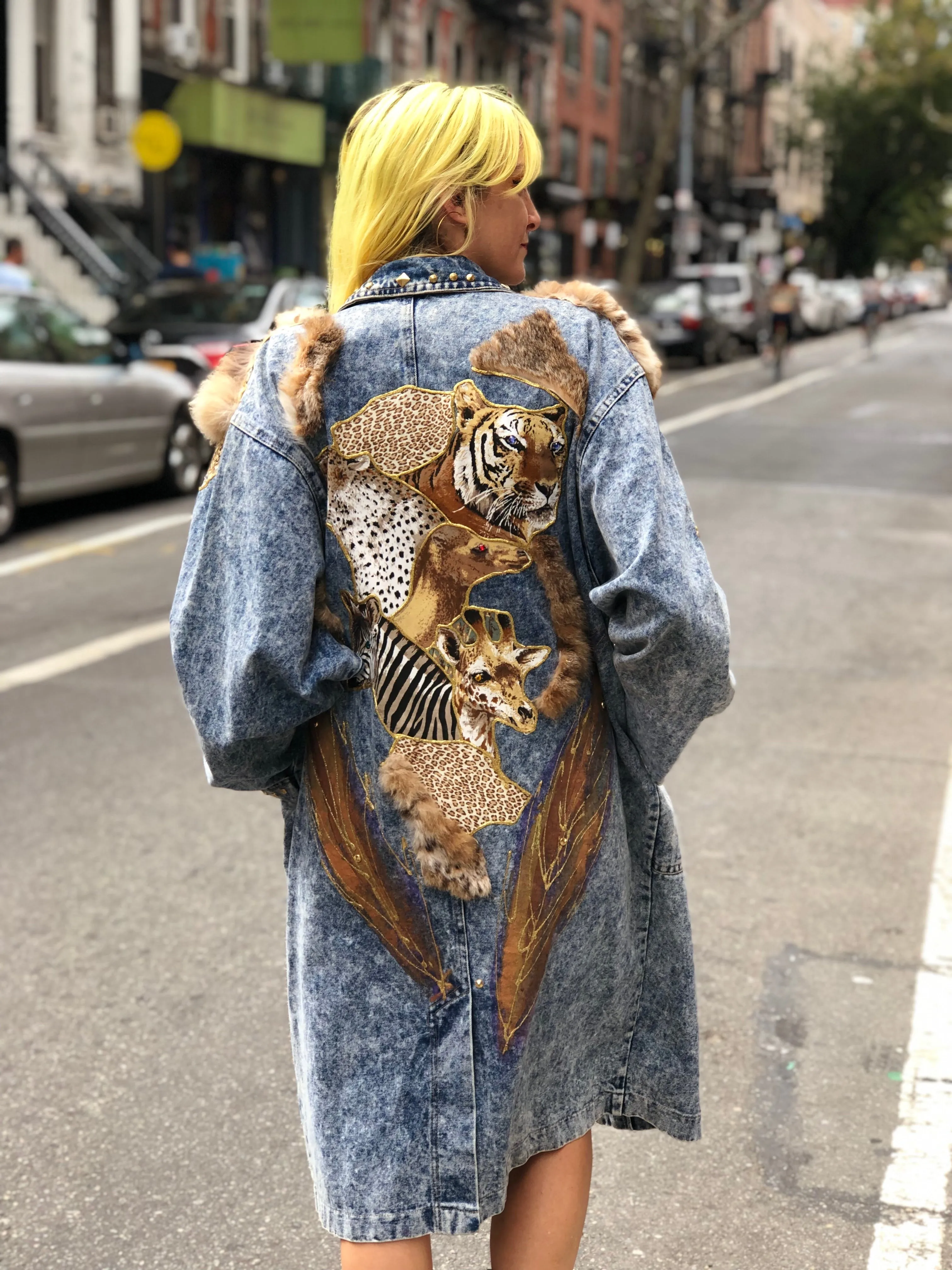 Vintage 80s Acid Wash Trench Maxi Coat