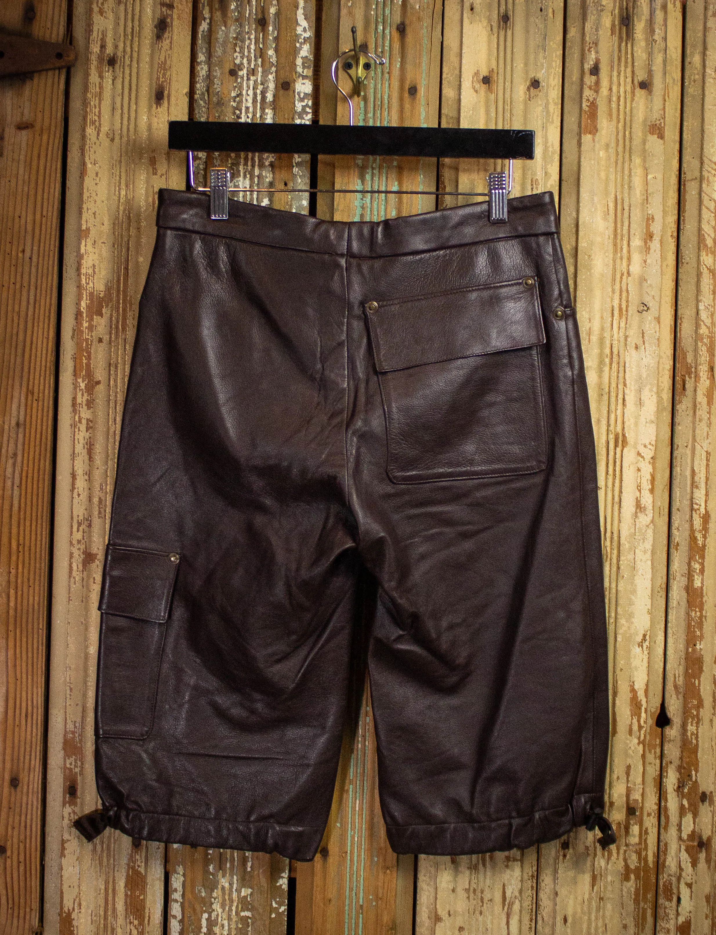 Vintage Brown Leather Shorts 30w