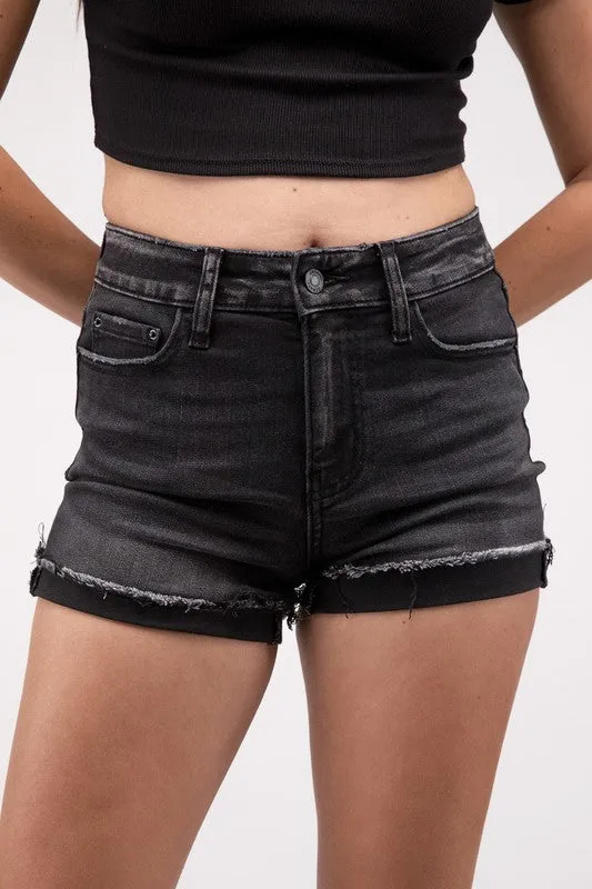 Zenana Midnight Cuffed Shorts